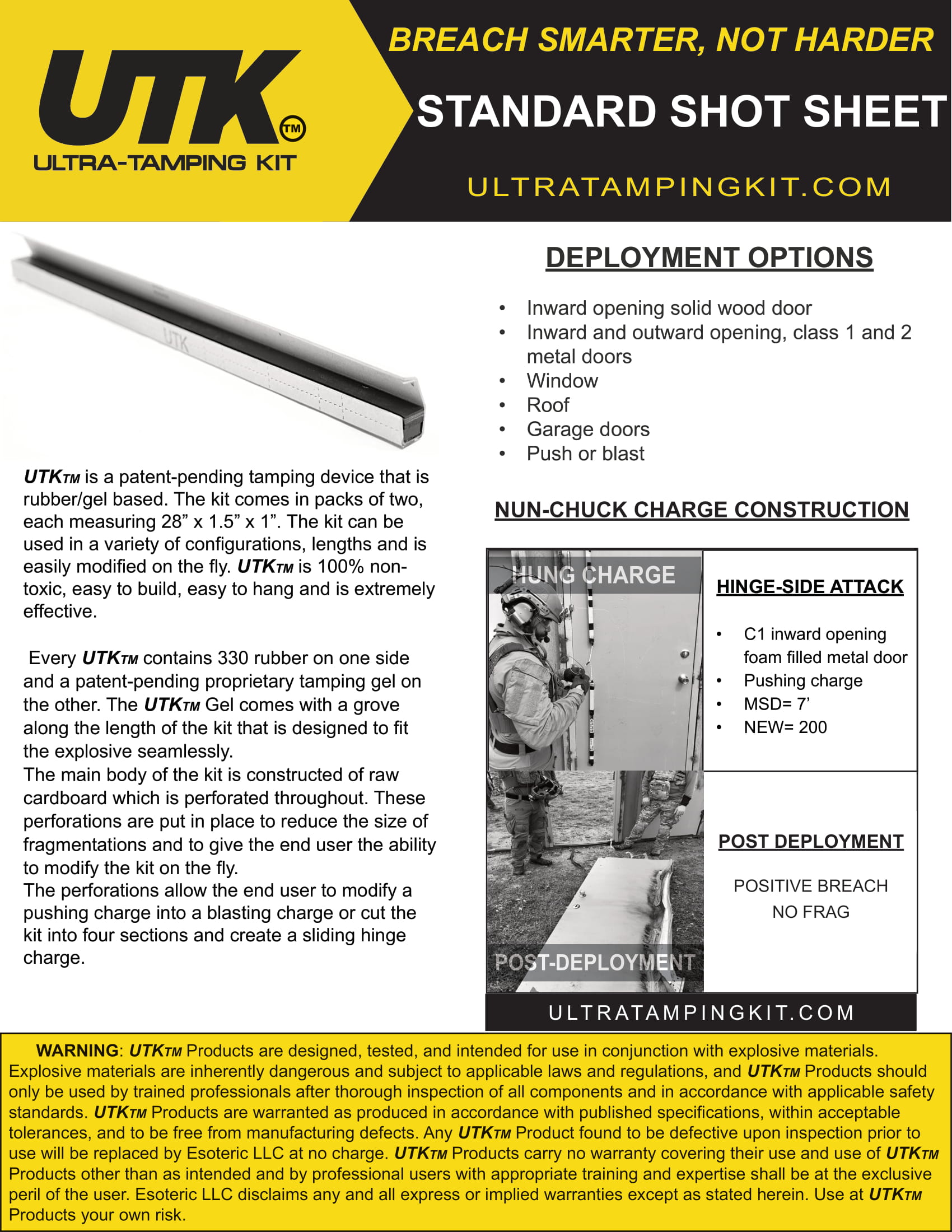 UTK Standard Shot Sheet